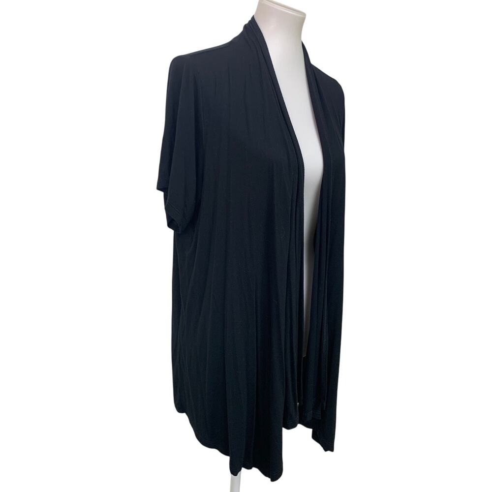 Urim Womens Plus Size 2X Black Rayon Spandex Short Sleeve Open Front Cardigan